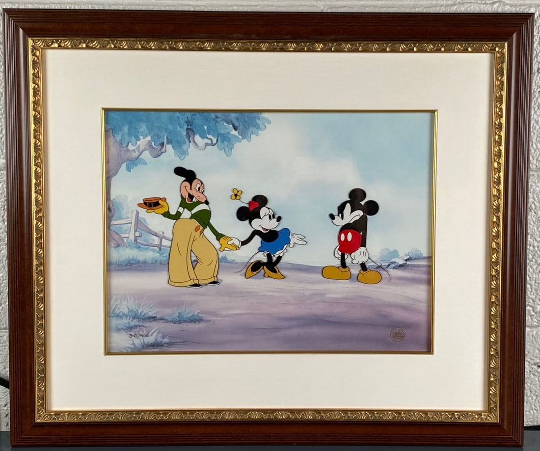 Disney Art Editions Classic Characters Limited Edition Sericel?: Disney Art Editions Classic Characters sericel, featuring Mickey Mouse, Minnie Mouse, and Goofy, numbered 340 out of 500. Produced on acid-free paper, this piece showcases rich hand-drawn animation sc