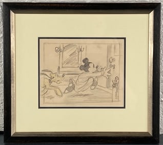 Framed Original Storyboard Drawing for 1938 Mickeys Parrot