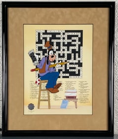 Framed Limited Edition Disney Goofy Art Print Puzzled With COA