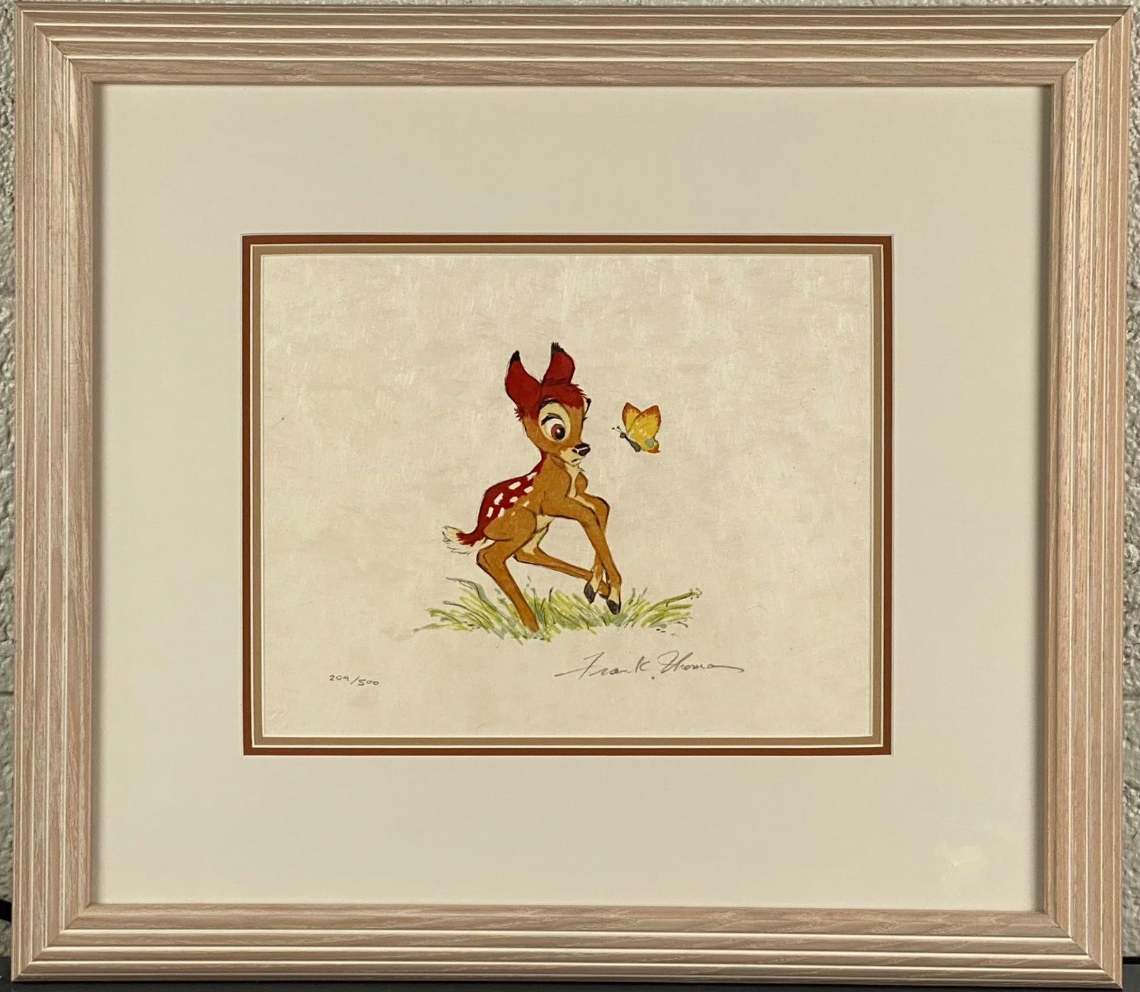 Frank Thomas Bambi and Butterfly Lithograph with Documentation (1 of 8)