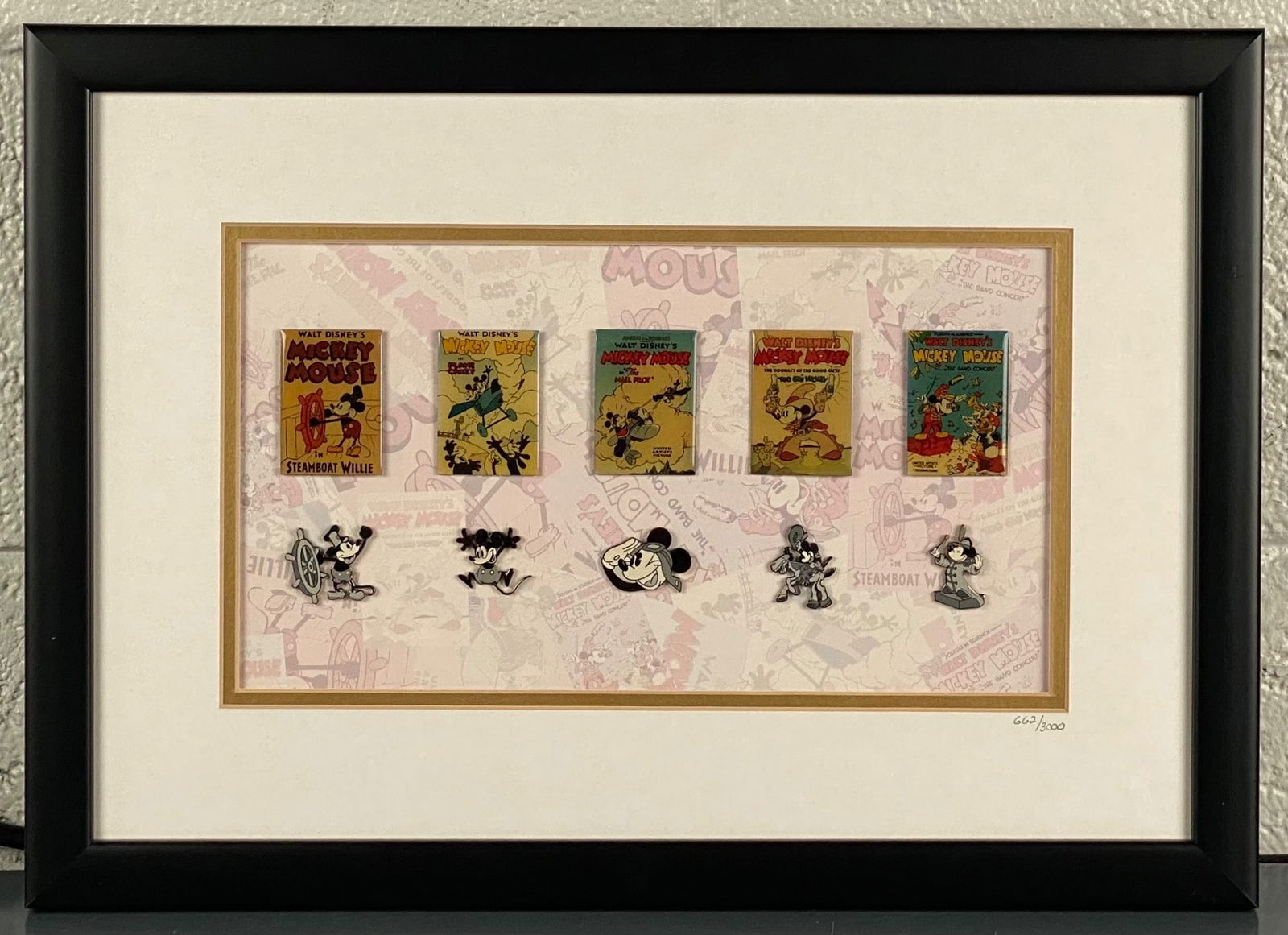 Disney Mickey Mouse Collectible Pins and Art Display (COA) (1 of 11)