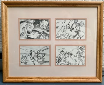 Framed Collection of Four Disney Animation Sketch Prints