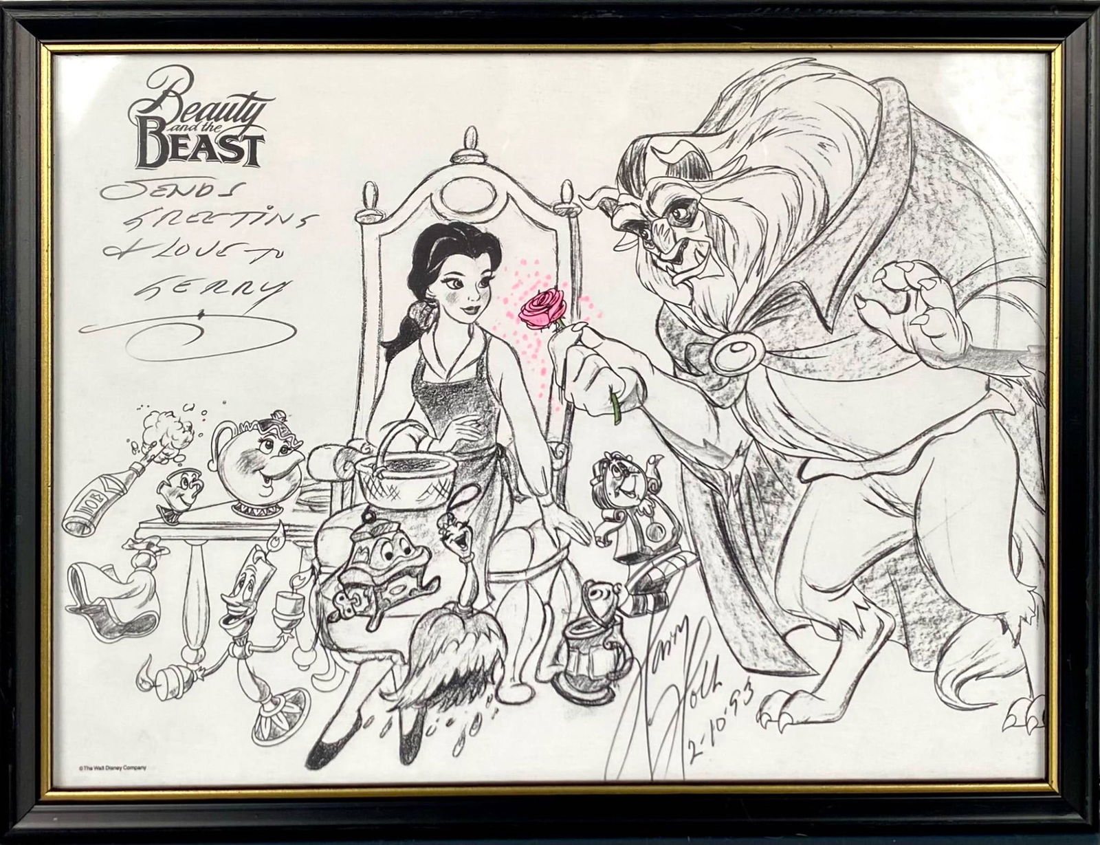 Signed Beauty and the Beast Artwork by Disney Artist Harry Holt (1 of 9)