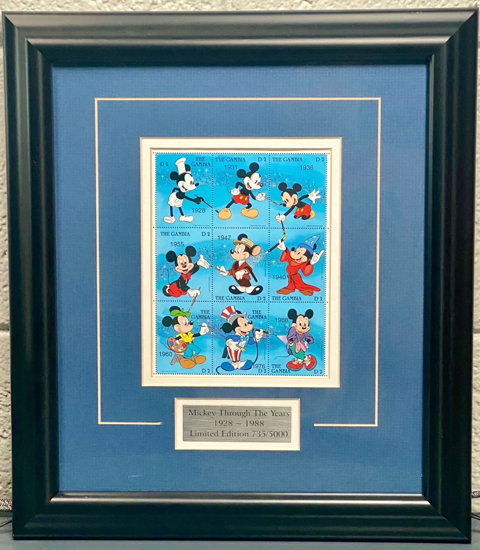 Framed Limited Edition Disney Mickey Through The Years Stamps (COA) (1 of 9)