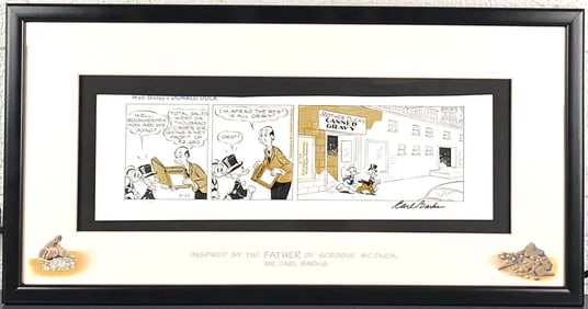 Carl Barks Signed Lithographic Scrooge McDuck Comic Strip (COA)