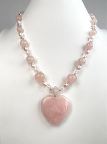Lee Sands Rose Quartz Heart Pendant Necklace