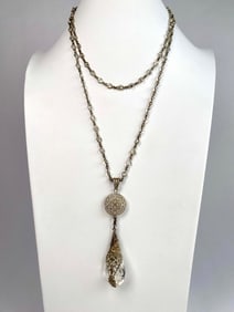 Art Deco Crystal Drop Pendant Necklace