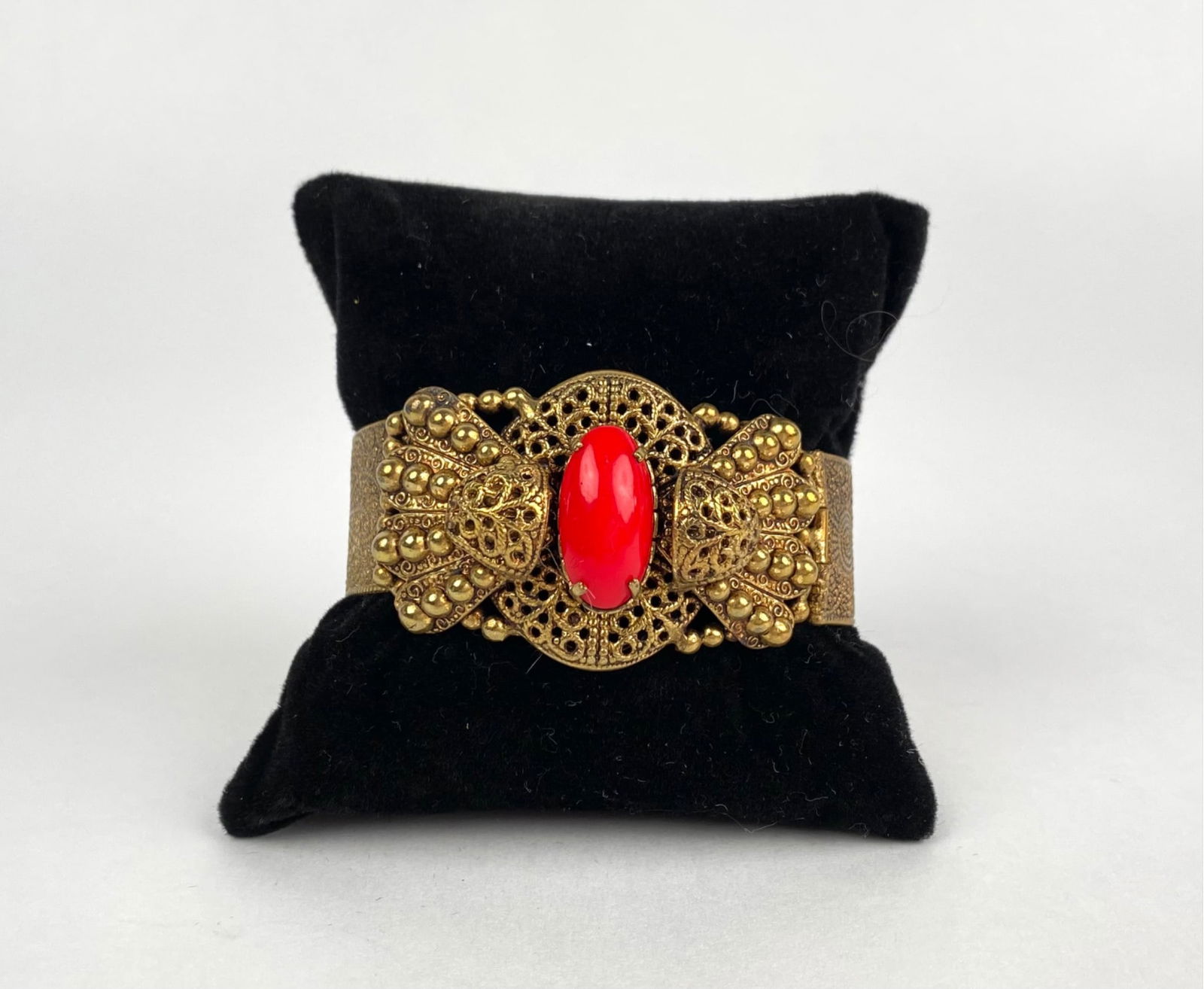 Gold Tone Cuff Bracelet With Filigree (1 of 9)