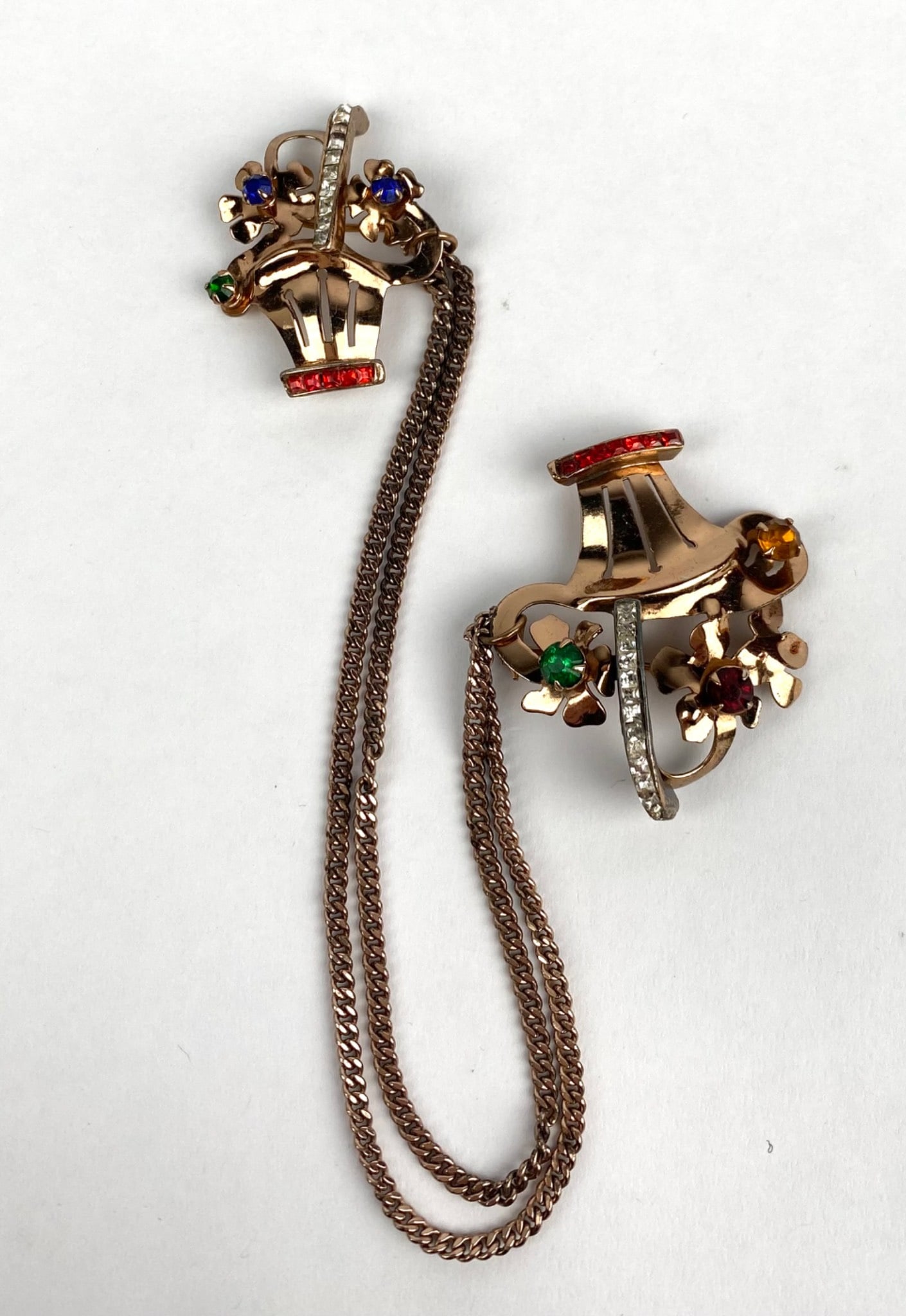 Sterling Silver Double Brooch Multicolored Stones By Glamour (1 of 7)