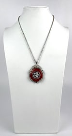 Sterling Silver Necklace with Red Jasper Pendant