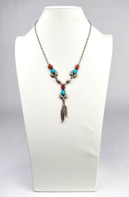 Sterling Silver Navajo Necklace by R. Wylie
