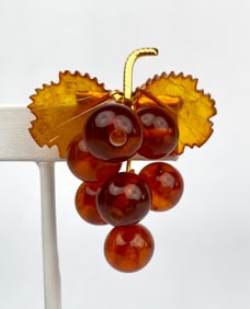 Amber Baltic Brooch with Grape Cluster Design