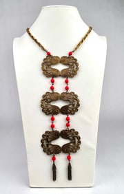 Vintage Mid Century Modernist Gold Tone Filigree Necklace
