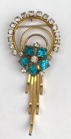 Art Deco Chandelier Brooch with Rhinestones