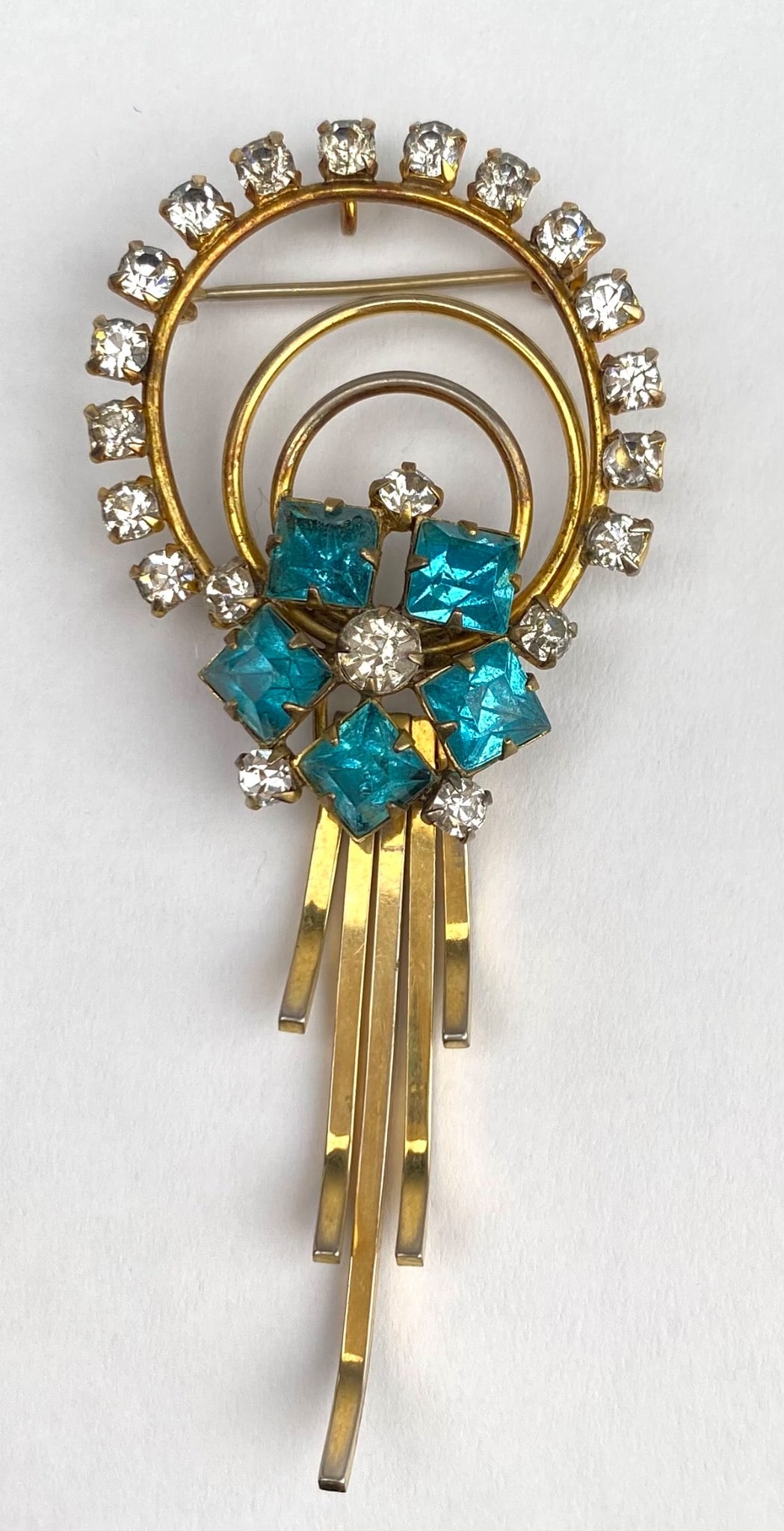 Art Deco Chandelier Brooch with Rhinestones (1 of 7)