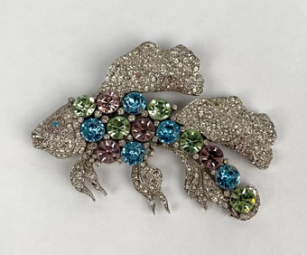 Rhinestone Encrusted Fish Shaped Brooch