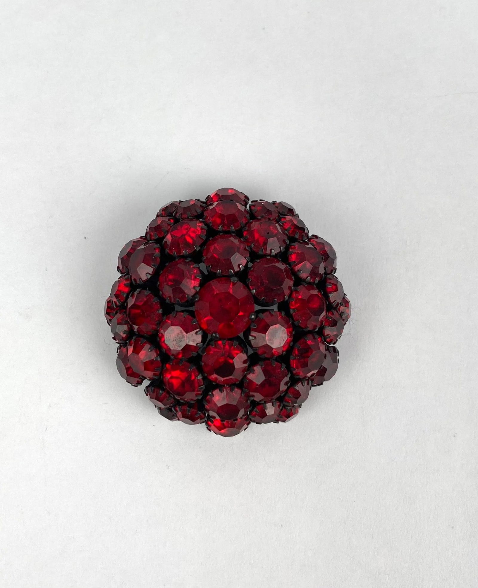 Warner Red Rhinestone Domed Brooch with Pin Back (1 of 6)