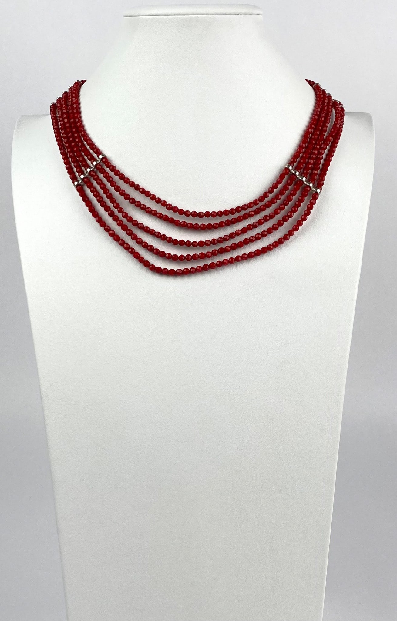 Jay King DTR Red Coral and Sterling Silver Multi Strand Necklace (1 of 7)