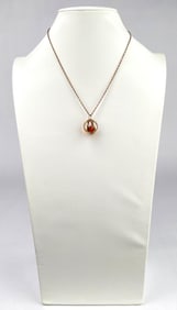 Sterling Silver and Amber Sphere Pendant Necklace