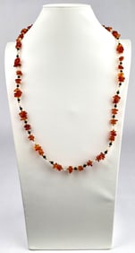 Amber and Onyx Beaded Necklace