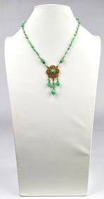 Antique Art Deco Green Glass Pendant