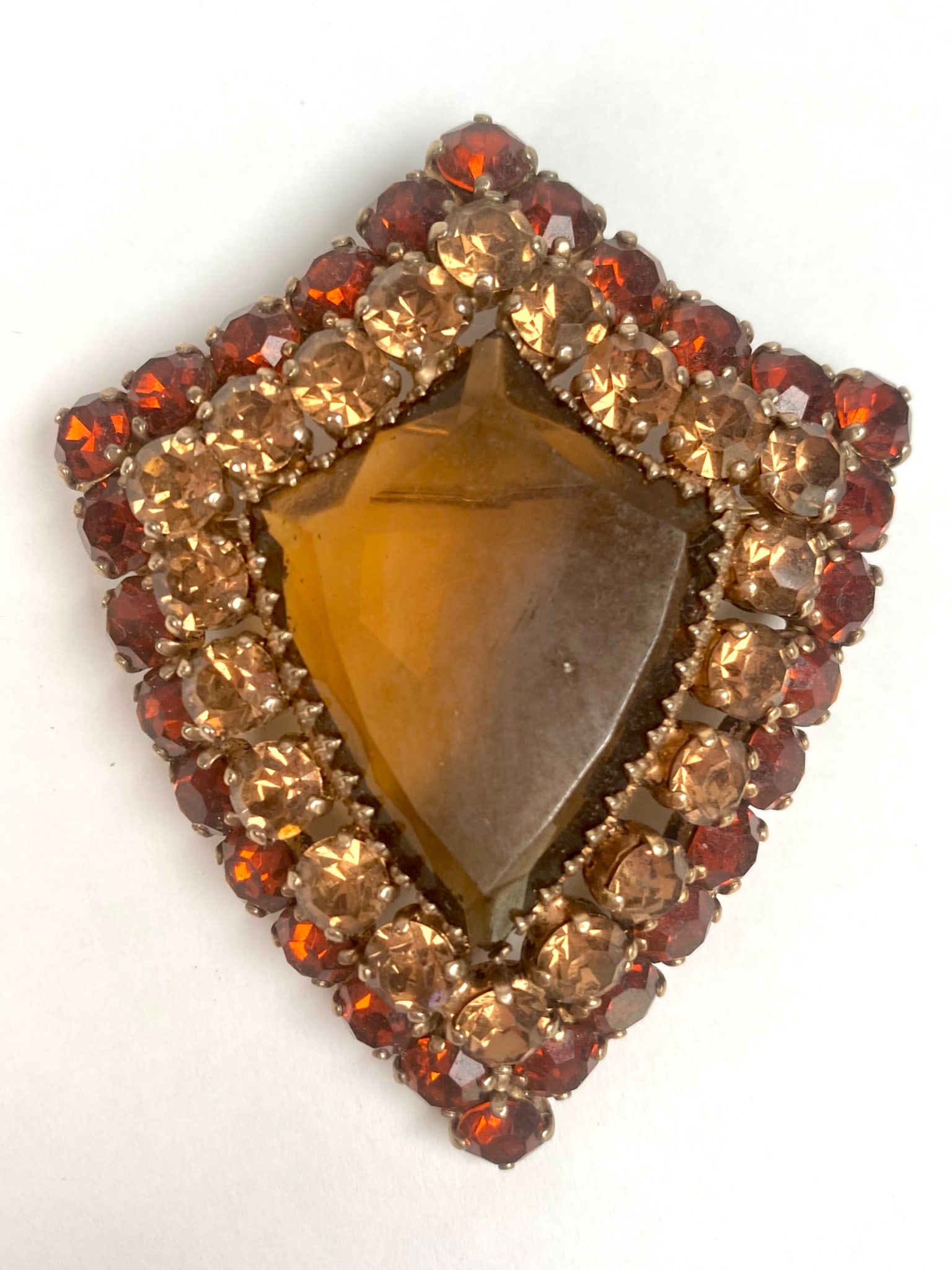 Weiss Brooch with Amber and Orange Rhinestones (1 of 9)