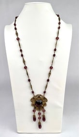 Antique Art Nouveau Pendant Necklace with Filagree