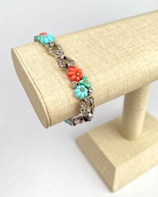 Art Deco KTF Floral Link Bracelet (Early Trifari 1930s)
