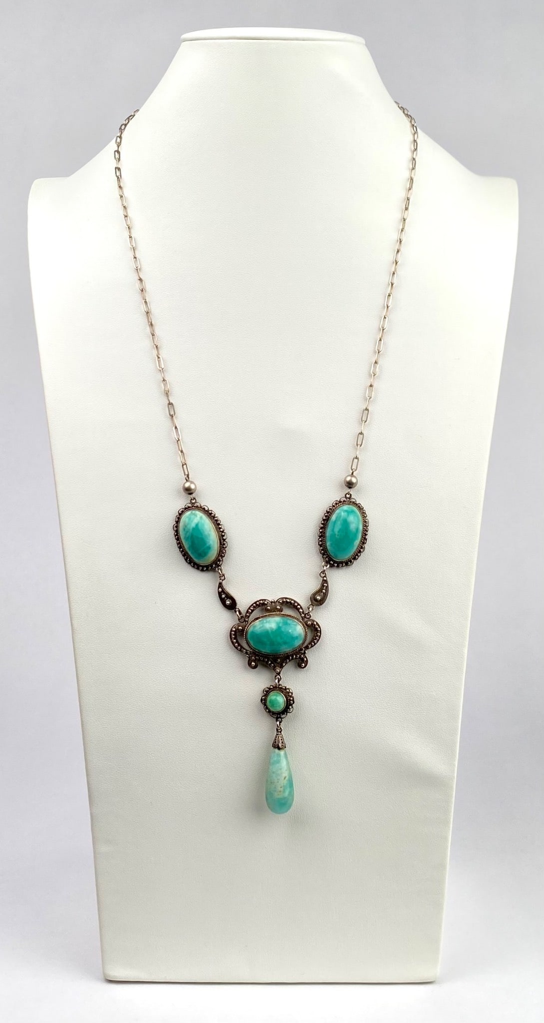 Art Deco Amazonite Filigree Necklace (1 of 10)