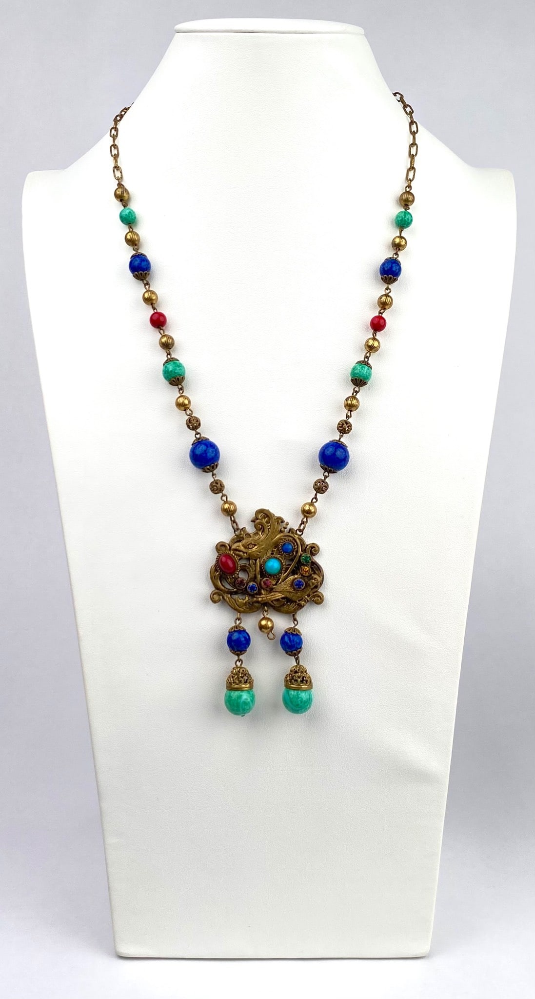 Bohemian Necklace Featuring Birds and Glass Beads (1 of 11)