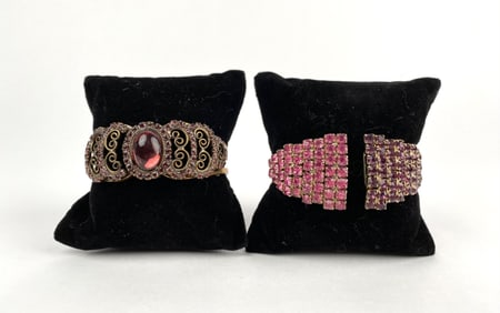 Pair of Costume Jewelry Rhinestone Bracelets