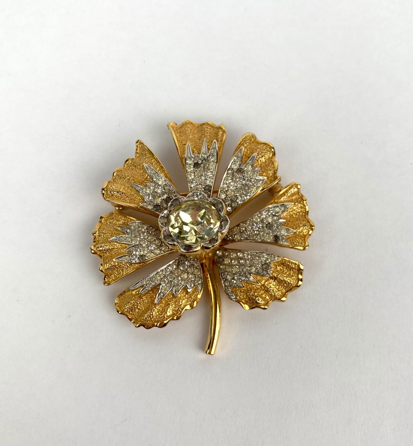 Nettie Rosenstein Rhinestone Flower Brooch (1 of 7)