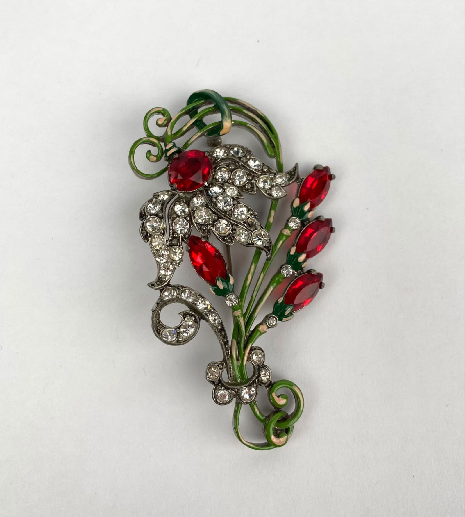 Staret Marked  Floral Brooch with Gemstones Mid 20th Century (1 of 8)