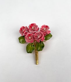 Original by Robert 1950s to 60s Enamel Flower Bouquet Brooch