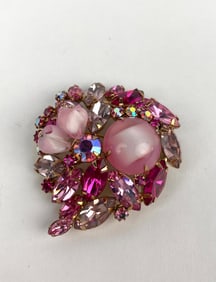 Mid Century Pink Stone Brooch