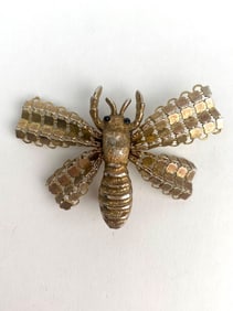 Vintage Articulated Insect Brooch with Mesh Wings