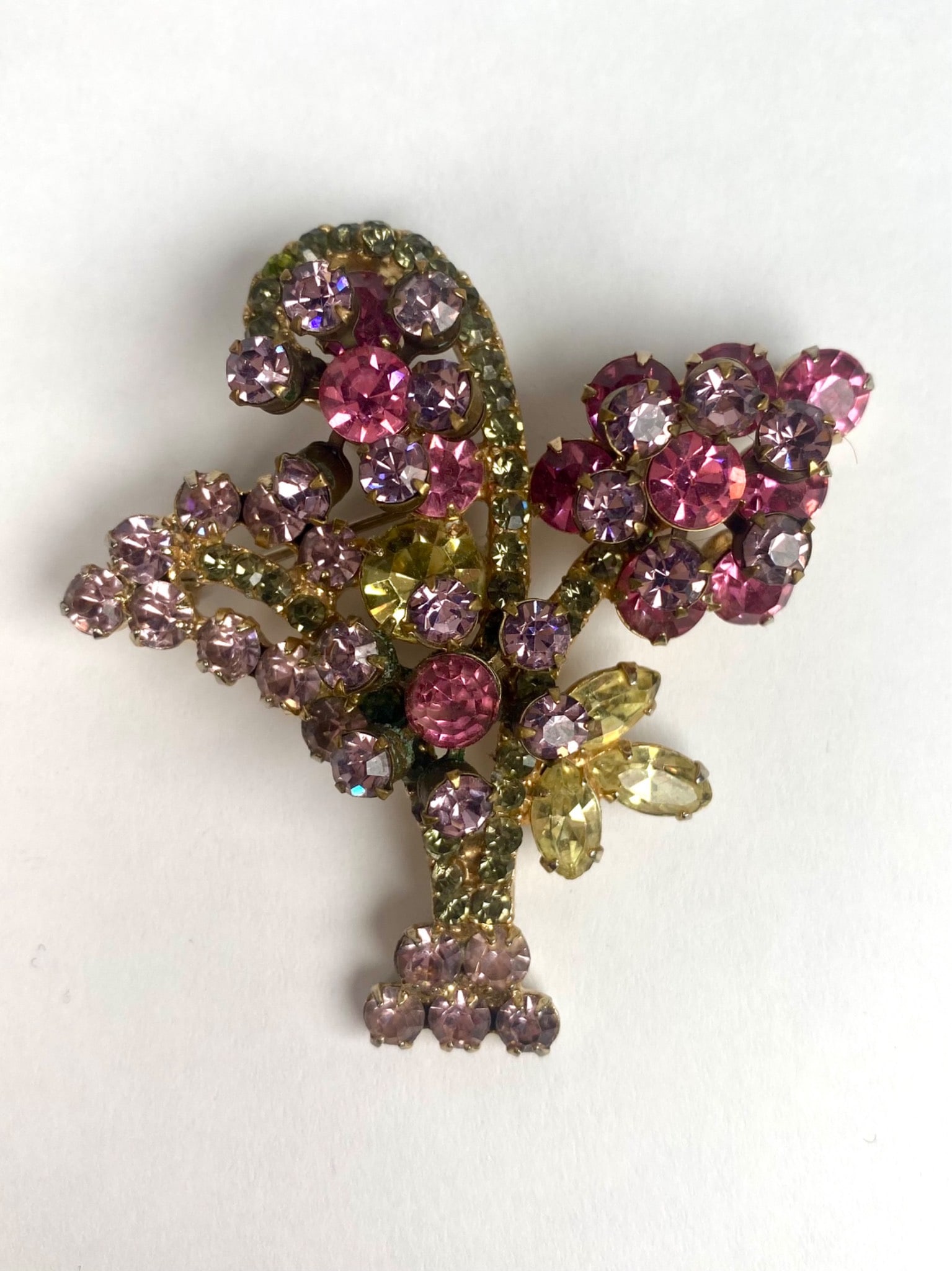 Juliana Floral Spray Brooch with Multicolor Rhinestones (1 of 9)