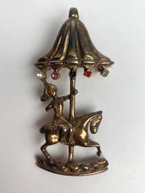 Vintage Sterling Silver Carousel Brooch