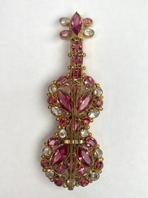 Original by Robert Rhinestone Violin Brooch