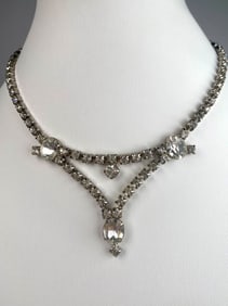 Mid Century Rhinestone Choker Necklace