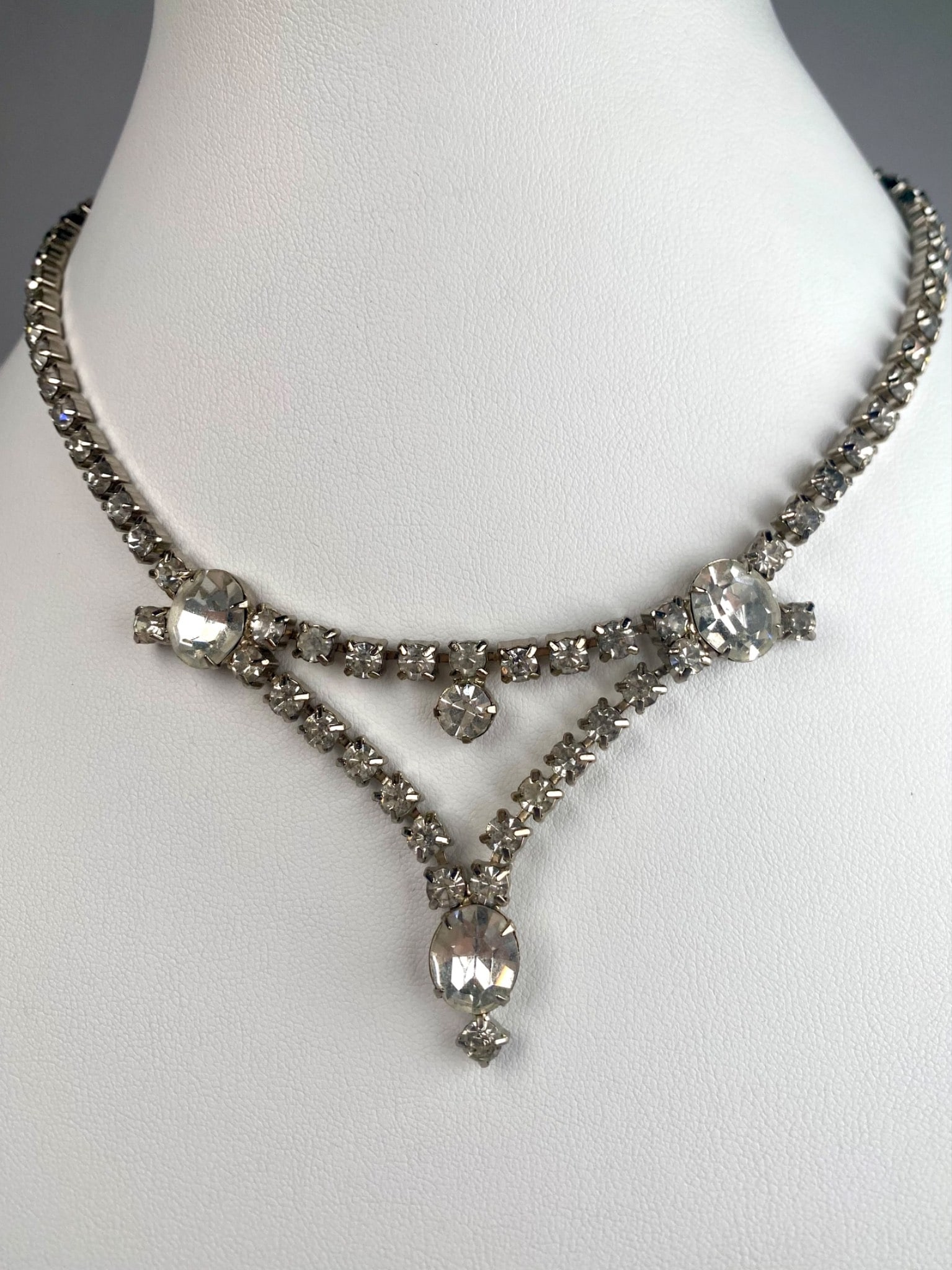 Mid Century Rhinestone Choker Necklace (1 of 9)
