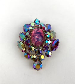 D and E Juliana Aurora Borealis Rhinestone Brooch