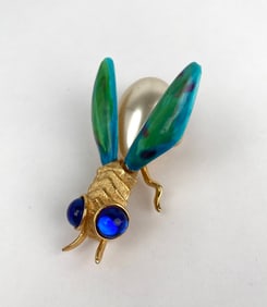 Mid Century Gold Tone Insect Brooch