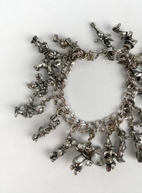 Sterling Silver Charm Bracelet with Multiple 3D Disney Charms