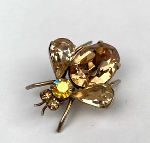 Mid Century Regency Jewels Gold Toned Bug Motif Brooch