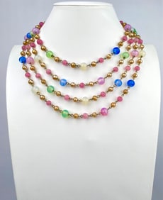 Mid Century 5 Strand Beaded Necklace
