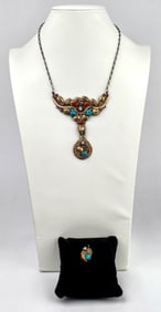 Sterling Silver Navajo Necklace and Pendant Signed HBY