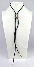 Navajo Sterling Silver Bolo Tie with Stone Cabochon