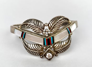 Native American Vintage Sterling Silver Cuff Bracelet