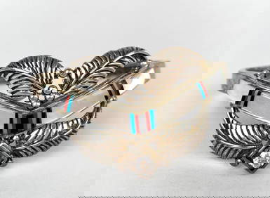 Native American Vintage Sterling Silver Cuff Bracelet (1 of 8)